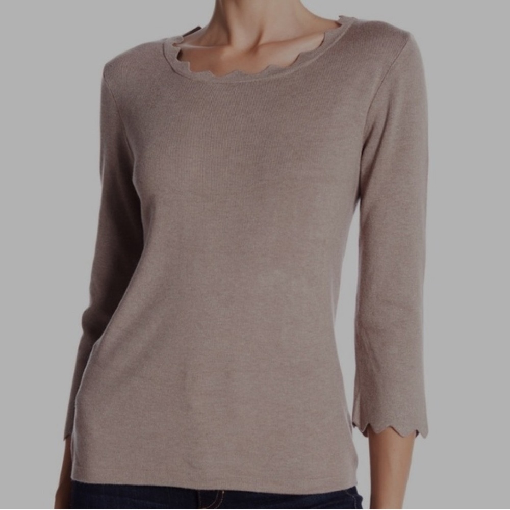Philosophy Taupe Scalloped Sweater
